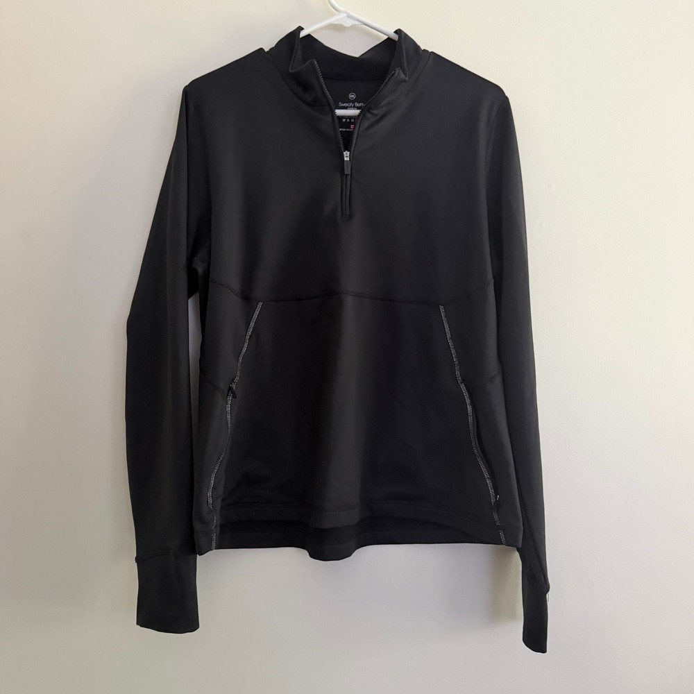 Sweaty Betty Black Quarter Zip Workout Long Sleeve Activewear Outdoor XXL